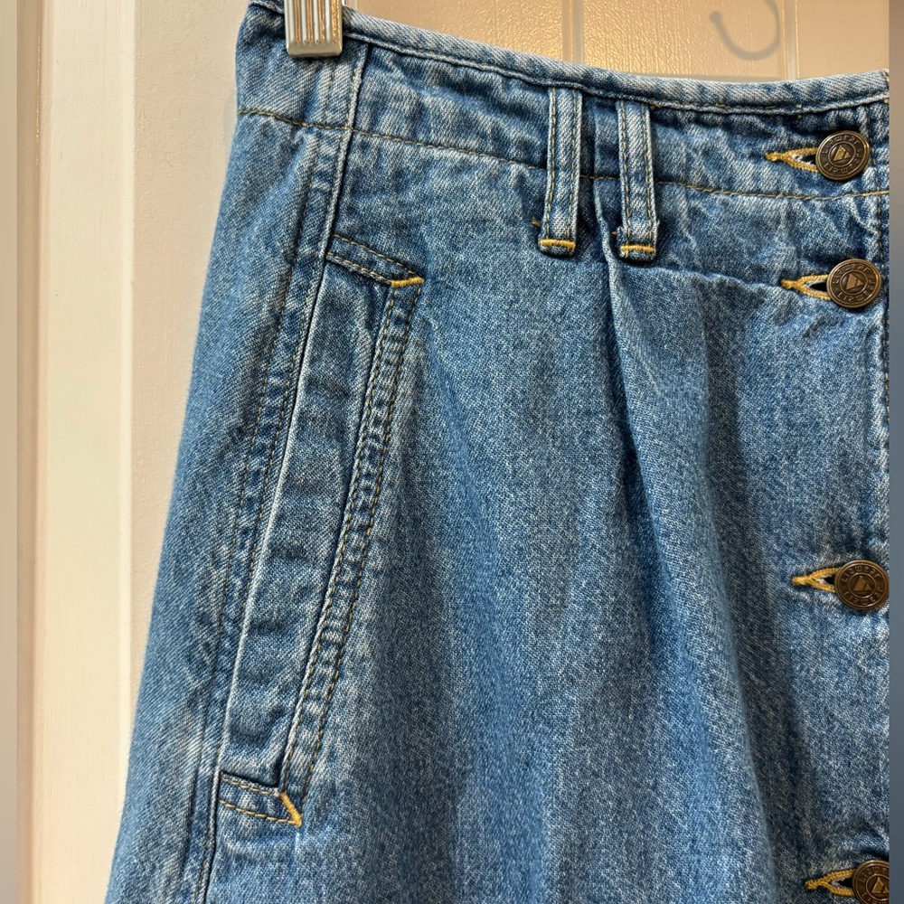 Liz Claiborne Vintage Full Length Denim Skirt Button Closer Jean Skirt Size 4 - Picture 5 of 7